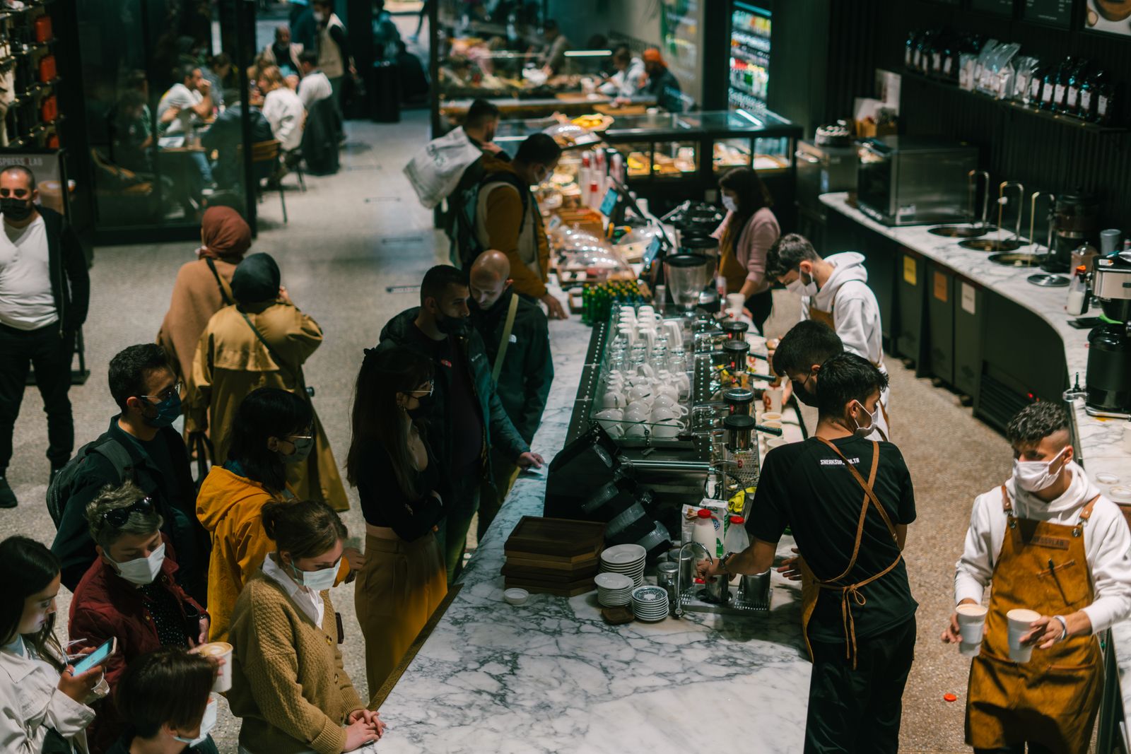People Inside Starbucks Building