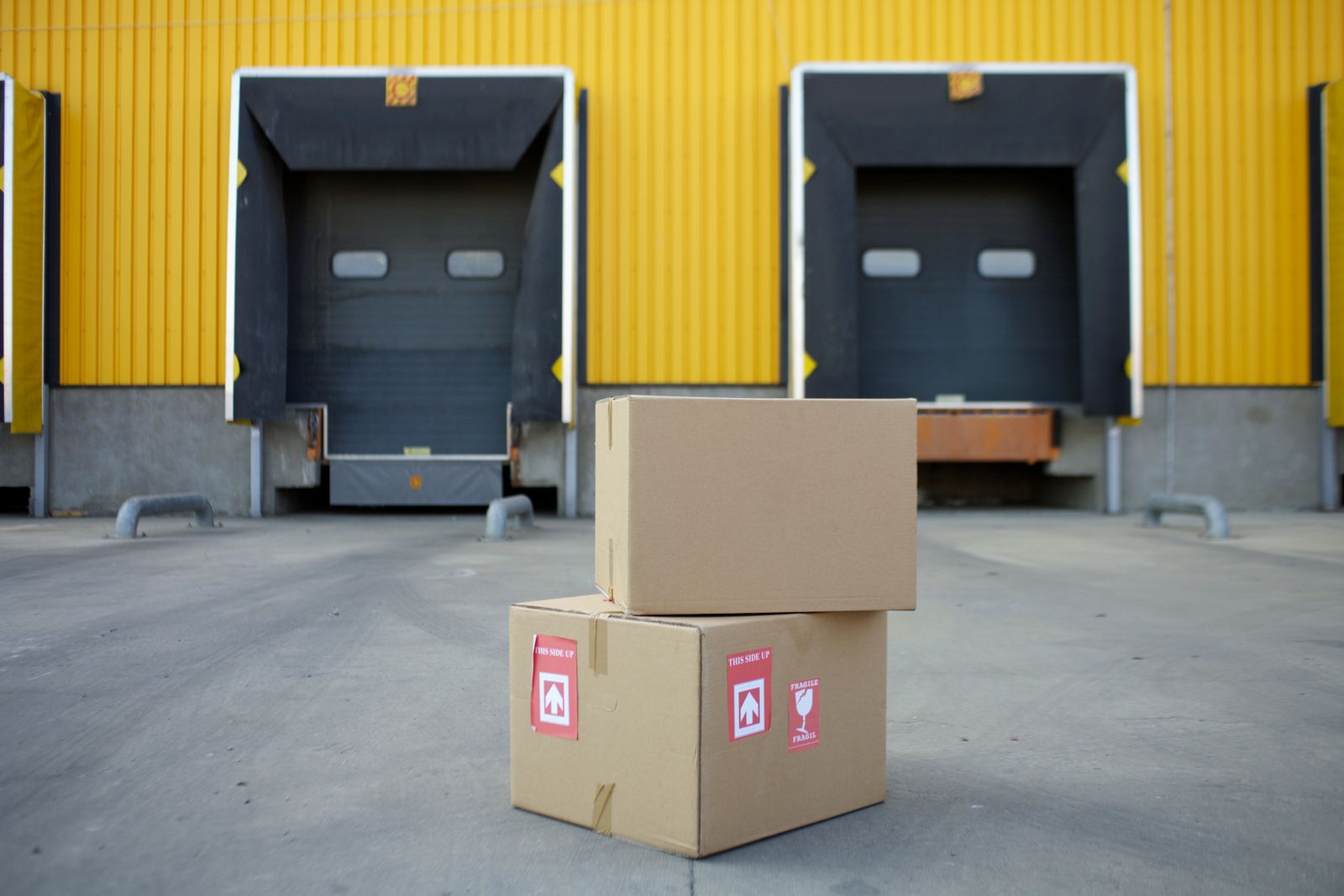 Cartons near Warehouse Gates