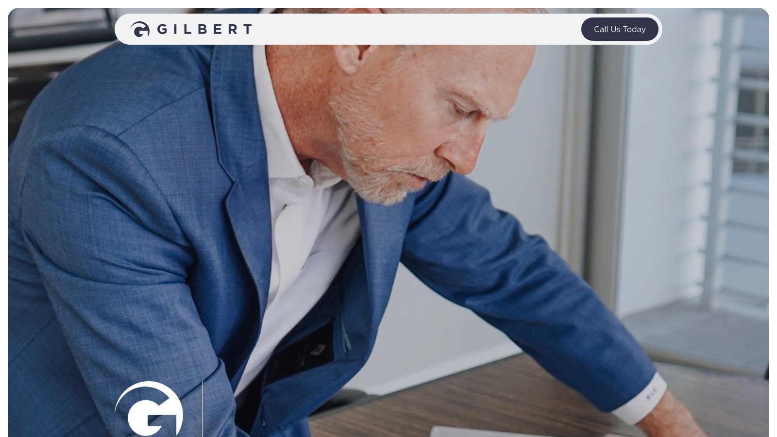 Full desktop view of the Gilbert Legal campaign landing page