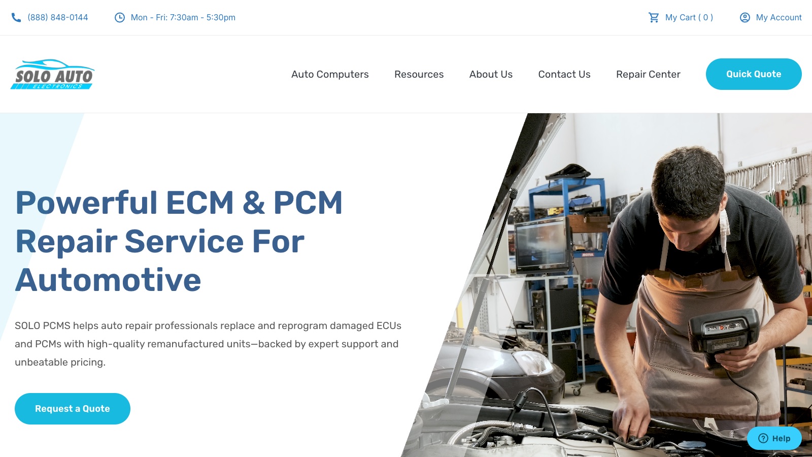 Solo Auto Electronics website for ECM and PCM repair services